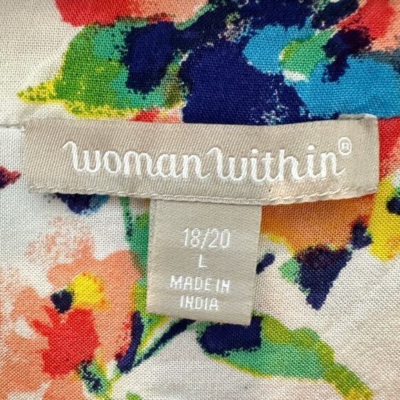 WOMAN WITHIN | Plus Button Front Floral Blouse Lightweight Top | Size 18/20 - Picture 5 of 7